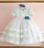 Vestido de Festa Infantil Mio Bebê Azul com Detalhes em Tule e Renda