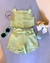 Conjunto Infantil 1+1 com Cropped e Short Verde Menta