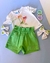 Conjunto Infantil "Laços e Charme" com Blusa e Shorts Verde