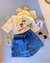 Conjunto Infantil "Mickey & Minnie Vintage" com Saia Jeans - Animê