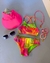 Conjunto Biquíni Infantil "Flamingo Neon" com Viseira