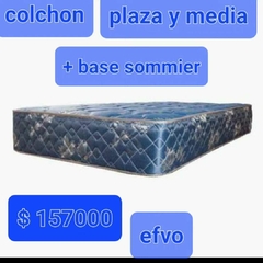 COLCHON PLAZA Y MEDIA + BASE SOMMIER