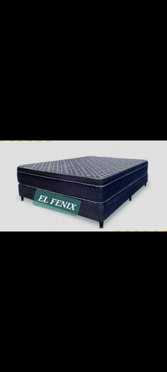 COLCHON 2 PLAZAS 26 CM + BASE ECO CUERO