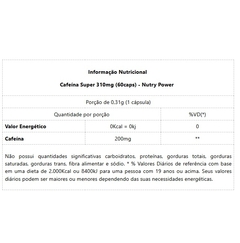 Cafeína Super 310mg (60caps) - Padrão: Único - comprar online