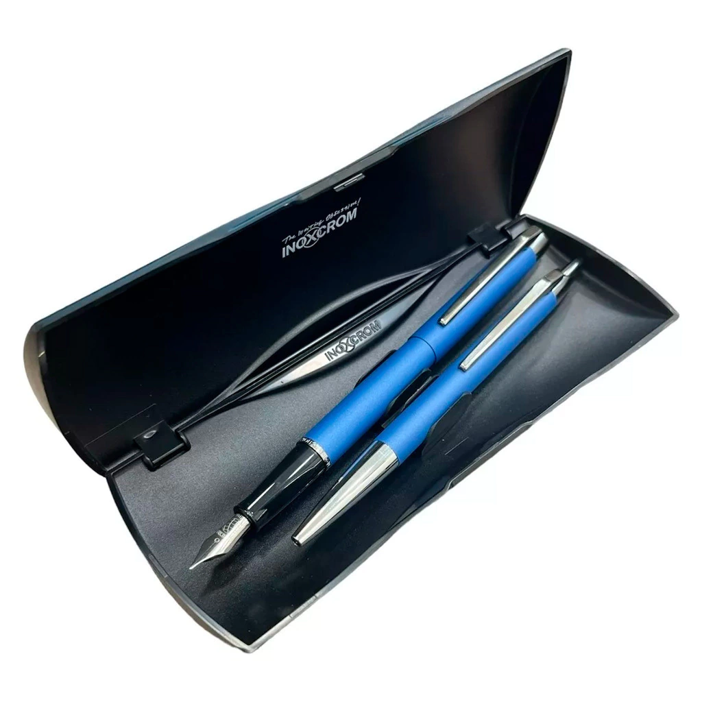 Boligrafo y Pluma Inoxcrom Azul