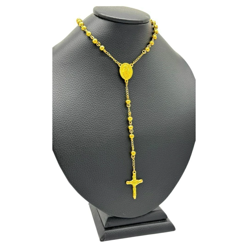 ROSARIO DE ACERO DORADO DE 70CM