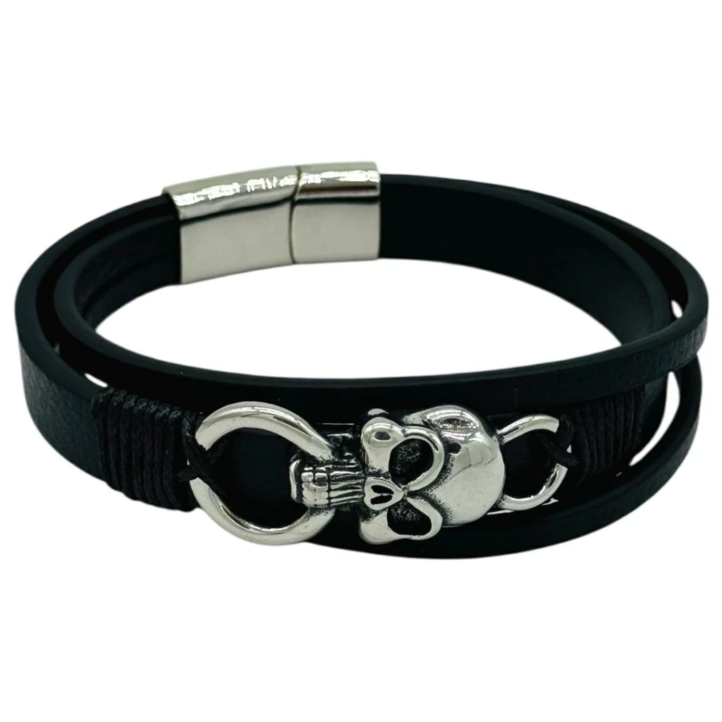 PULSERA CUERO "CALAVERA"