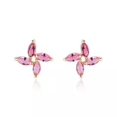 Brinco Flor em Zircônia Navette Pink Rose na internet