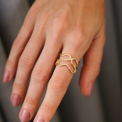 Anel Linhas Vazadas Banhado a Ouro 18k - comprar online