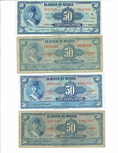 Coleción de 5 billetes $50 Ingnacio Allende Familia "AA" Ameican Bank