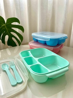 LONCHERA RECTANGULAR TAPA TRANSPARENTE - Gangas Azul
