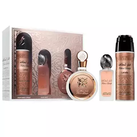 Perfume Lattafa Fakhar para mulheres, 100 ml, Eau de Parfum, conjunto de 3 peças