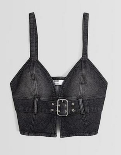Top de Mezclilla con tiros Bershka - EuroFashionOnline