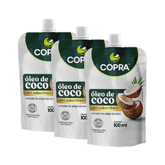 Kit 3 Pouchs de Óleo de Coco Sem Sabor/Cheiro de 100mL cada - Copra
