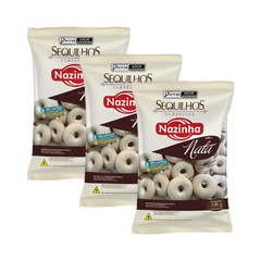 Kit 3 Pacotes de Sequilhos Sabor Nata de 350g cada - Nazinha
