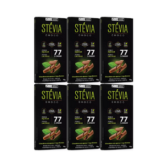 Kit com 6 Tabletes de Chocolate 77% Cacau Zero Açúcar Zero Lactose de 70g cada - Stévia Choco - comprar online