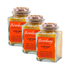 Kit com 3 Vidros de Cúrcuma em pó de 75g cada - Bombay