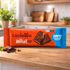 Kit 3 Choco Biscuit Biscoito Zero Açúcar com Cobertura sabor Chocolate ao Leite 80g - Laciella - loja online
