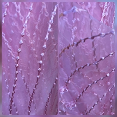 Organza rosa 3D lunares rosas