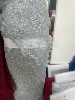tul bordado plata