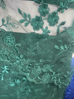 tul bordado verde en internet