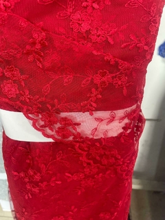tul bordado rojo - comprar online