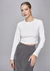 Blusa cropped decote redondo manga longa lado avesso - comprar online