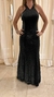 VESTIDO TUL Y LUREX PLATA Y NEGRO MICA TALLE M (D987)