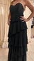VESTIDO STRAPLESS - NEGRO CON VUELO - GASA - S (E125)