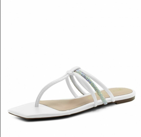 Rasteira Tira Brilho Branca Mariotta