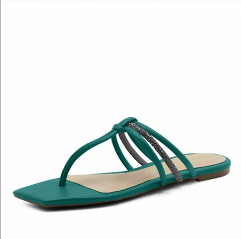 Rasteira Tira Brilho Smeraldo Mariotta