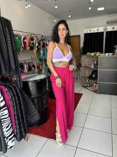 Calça Pantalona Viscose com Fenda