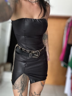 Vestido Tubinho Couro Fake
