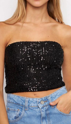 TOP STRAPLESS CON LENTEJUELAS