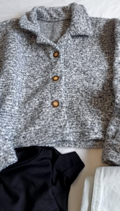 SAQUITO DE PAÑO MILA GRIS - comprar online