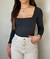 Body decote quadrado manga longa - Toda Bela