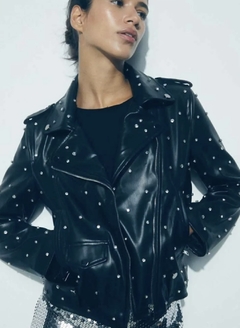 Campera de cuero con strass 178