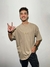 REMERA RECTANGULO BEIGE BORDADA