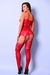 Macacão rendado colorido sem mangas com detalhes floridos e lacinho - Vermelho - YAFFA Lingerie (Y1093V) - comprar online