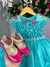 Vestido Princesa Belli Bia Jardim Encantado Verde Tiffany (VESTPRINCBLLJRDENCVRDTFF) - loja online