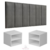 Conjunto Quarto 2 Mesas De Cabeceira Com Painel de Cabeceira De Cama casal1,40cm - Decor Móveis (kit01cinza)