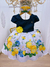 Vestido Infantil Peito Jeans Saia Branca Floral (3025J)