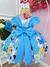Vestido Infantil Azul Bolinhas Jardim das Borboletas Pérolas (3287AR)