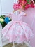 Vestido Infantil Bebê Rosa Florido de Rosas Busto Strass (4195RR) na internet