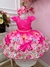 Vestido Infantil Barbie Rosa Chiclete Com Cinto de Pérolas (3276RR)