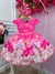 Vestido Infantil Barbie Rosa Chiclete Com Cinto de Pérolas (3276RR) - comprar online