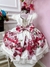 Vestido Infantil Marfim Florido Busto Nervura Cinto Pérolas (2844MV)