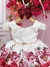 Vestido Infantil Marfim Florido Busto Nervura Cinto Pérolas (2844MV) - loja online