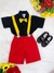 Conjunto Camisa Preta e Short Vermelha C/ Susp. Mickey (3546PT)
