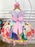 Vestido Infantil Rosa Princesas Peito Nervura Cinto Pérolas (0613RS) - comprar online